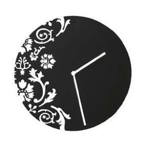  Non Ticking Classical Carved Art Wall Clock(Black): Home 