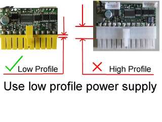 Please use Low Profile power supply (Power supply not included in 