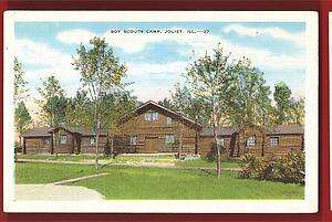 Postcard Vintage Boy Scouts Camp Joliet Illinois  