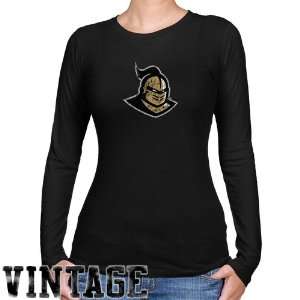 NCAA UCF Knights Ladies Black Distressed Logo Vintage Long Sleeve Slim 