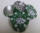 Poker Chip Herb Grinder 3 Piece Metal The Original $25 Dollar GREEN 