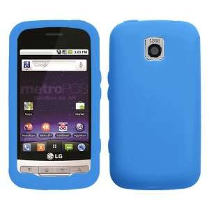  Soft Silicone Skin Case(Dark Blue) For LG MS690(Optimus M 