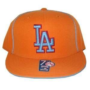 Los Angeles Dodgers Vintage Throwback Fitted Hat Cap   Orange Lt Blue 