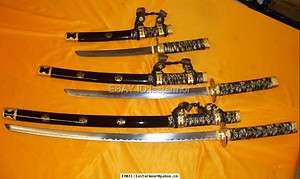 LASTARMOR Return3 Pc Samurai Black Katana Gold Sword  