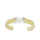   14k Yellow and White Gold Adjustable X Body Jewelry Toe Ring