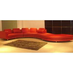  Curved Red Leather Sectional Sofa