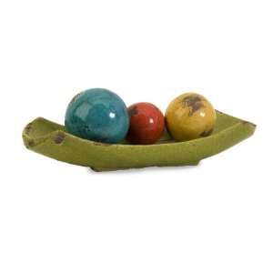   Decorative Ceramic Ball Sphere in Tray   Set of 4: Home & Kitchen