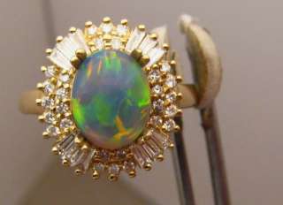 Superb Colors 1.85ct Opal 1ct VS Diamond Ring 14k Gold  