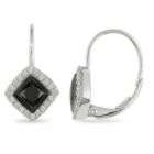 ct. t.w.* Black and White Diamond Leverback Earrings in 10k White 
