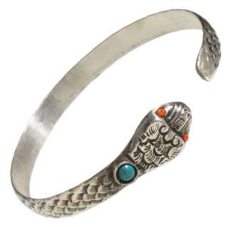   Snake Cobra 3 Natural Gemstone Amulet Cuff Bracelet NEPAL  
