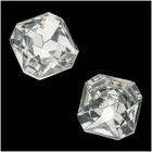   Glass Faceted Square Bead Crystal Clear With Foil Back 17mm (2 Beads