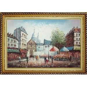 Street View of Basilique du Sacre Coeur Oil Painting, with Linen Liner 