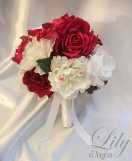 10pcs Wedding Bridal Bouquet Flower Bride Decoration Package FUCHSIA 