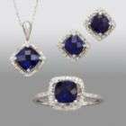 Lab Created Sapphire and Diamond Pendant, Earring and Ring Box Set 