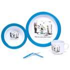 Silly Souls New Yorker 5 Piece Dish Set, Food Issues Blue, 3T