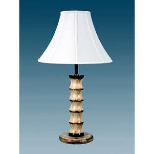   Decor PTL5002 Portable Table Lamp, Wood Base, Beige Fabric Shade, 29