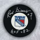 ASC ROD GILBERT New York Rangers Autographed Hockey PUCK w/ HOF 
