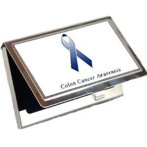  Colon Cancer Awareness Ribbon Business Card Holder: Office 