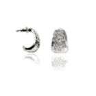 Trifari Crystal Pendant Hoop Earrings   Silver