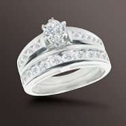 cttw Diamond Channel Bridal Set. 14K White Gold 
