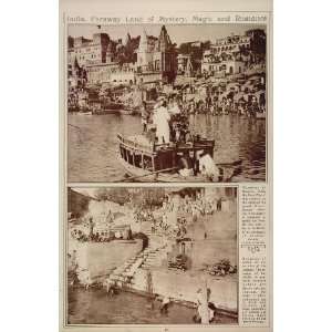  1922 Sacred Ganges River Benares India Funeral Pyre 