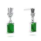 Jewels For Me Emerald Cut 14K White Gold Emerald Dangle Drop Earrings