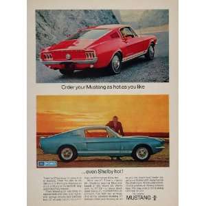 1967 Ad Red Ford Mustang GT 350 Blue 500 Carroll Shelby   Original 