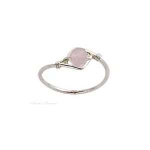    Sterling Silver Pink Rose Quartz Bead Wire Ring Size 4 Jewelry