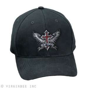 GODSPEED WINGED CROSS CHRISTIAN RIDER HAT WINGS EMBROIDERED PATCH 