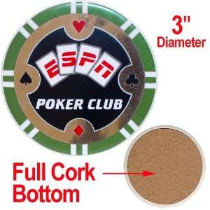  ESPN® Poker Club Ceramic Coaster   Green Sports 