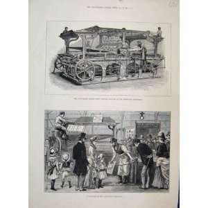   1885 London News Printing Machine Inventions Old Print