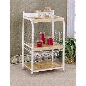  Utility Stand And Basket In White Laminated Wood