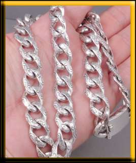   ART DESIGNED CURB CHAIN 925 STERLING SOLID SILVER MENS NECKLACE  