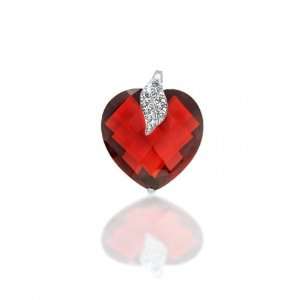    Bling Jewelry Pave Leaf Garnet Color CZ Heart Pendant: Jewelry