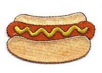 HOTDOG BBQ PICNIC W/MUSTARD EMBROIDERED IRON ON APPLIQUE PATCH  