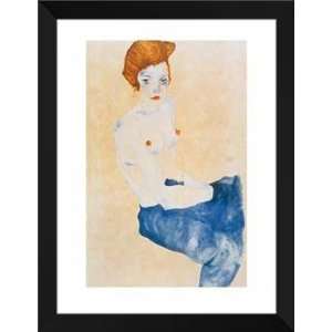  Egon Schiele FRAMED Art 28x36 Sitzender Blauer Akt