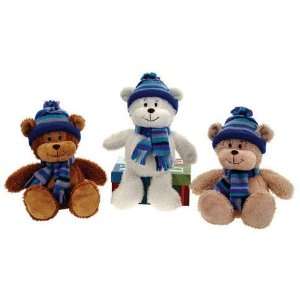  10 Cuddle Bears W/Ski Hat & Scarf 