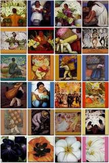 24 Masterpiece Ceramic Art Tiles Diego Rivera & Georgia OKeeffe 