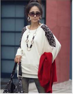   Batwing Tops Long Sleeve Casual Blouse Leopard Print T Shirt  