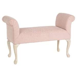 Upholstered Tearose and White Finish Bench 