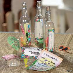   MESSAGE in a BOTTLE PARTY INVITATIONS/Hawaiian Invite/Supply  