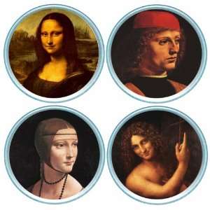   Set of 4 Round Coasters Art Leonardo Da Vinci Set 3