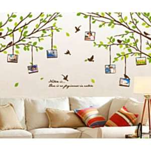 Wall Decor Removable Decal Sticker   Green Tree Branches with Flying 