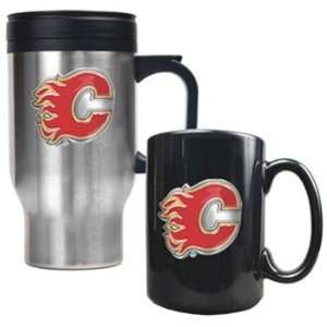  Calgary Flames   Stainless Steel Travel Mug & Black 