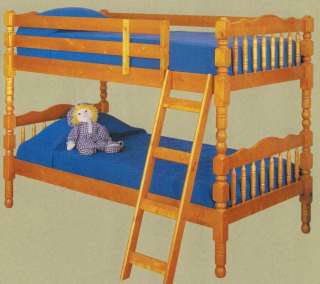 Oak Wooden Bunk Beds Children Kids Twin Over Twin Solid Rustic  
