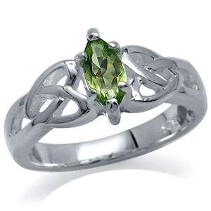 REAL Peridot or Garnet 925 Sterling Silver Celtic Ring  