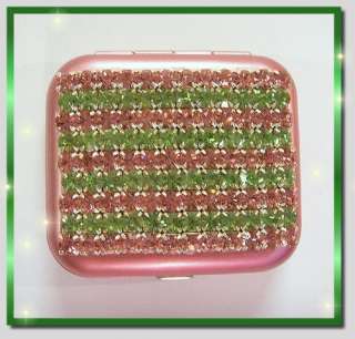 Pink & Peridot~ Crystal Rhinestone Pill Box Gorgeous  