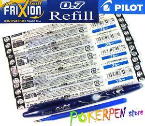 10 Refill Pilot FriXion 0.7 Eraserable Roller pen,BLUE  