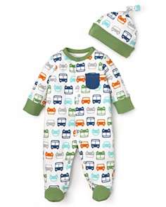 Offspring Infant Boys Traffic Print Coverall & Hat Set   Sizes 3 9 