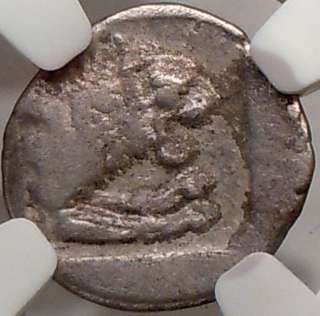   II Macedonian King 454BC NGC Silver Greek Coin Warrior on horse LION
